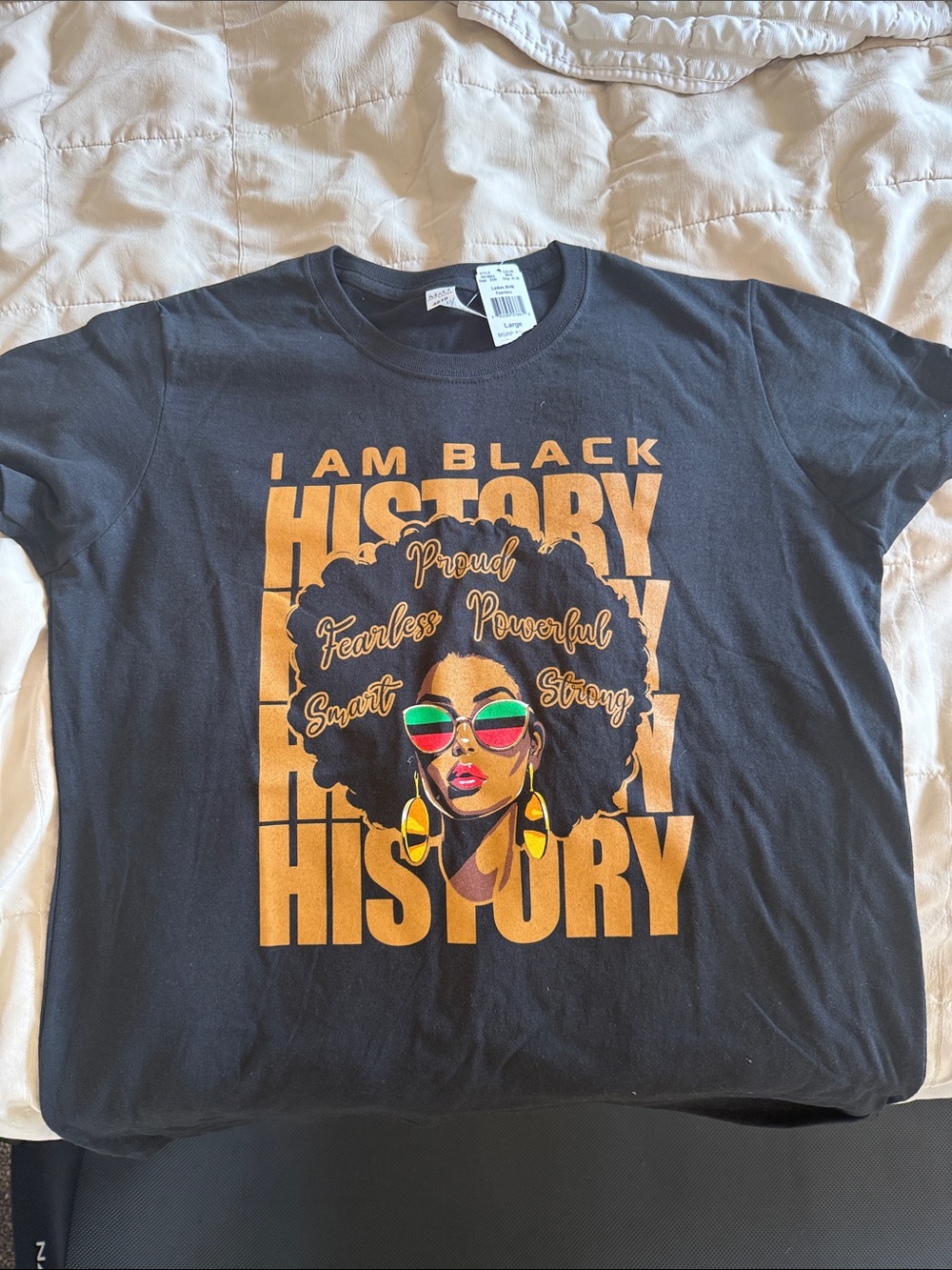 I AM BLACK HISTORY Graphic Tee - Black with Gold & Multicolor Print